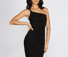 Amari Heat Stone One Shoulder Midi Dress Oshnow
