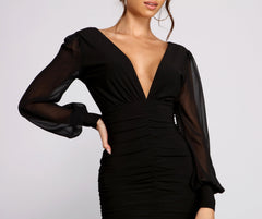 Amaria Formal Ruched Chiffon Mini Dress Oshnow