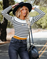 Ambrose Striped Scalloped Knit Top Oshnow