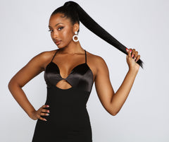 Amelie Formal High Slit Crepe Dress Oshnow