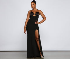 Amelie Formal High Slit Crepe Dress Oshnow