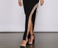 Anastasia Fringe Detail Formal Dress Oshnow