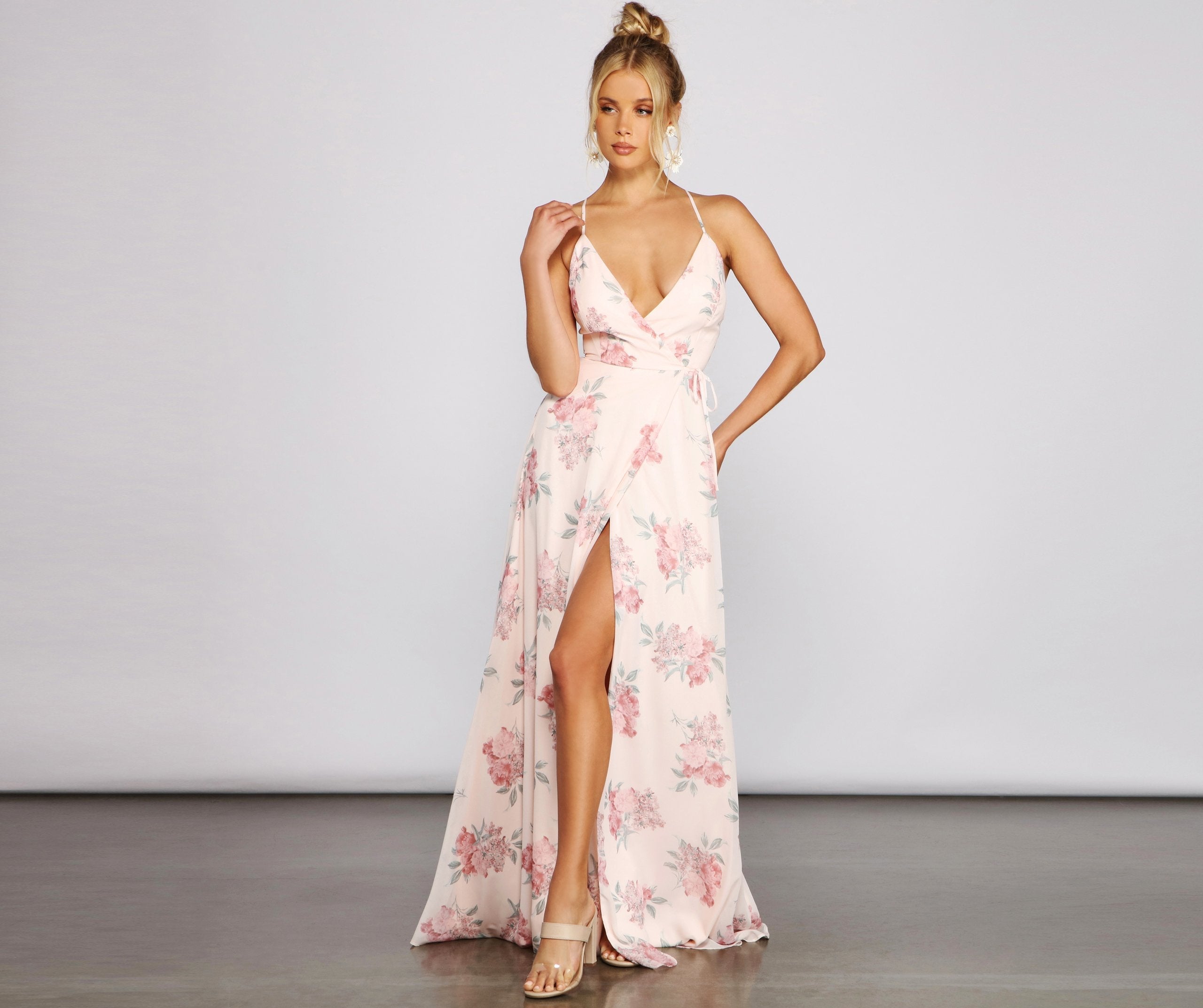 Anna Floral Chiffon A-Line Dress Oshnow