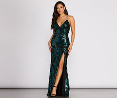 Annalise Scroll Sequin Cross Back Dress Oshnow