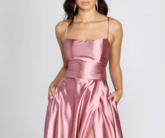 Anne Formal Lattice Satin Dress Oshnow