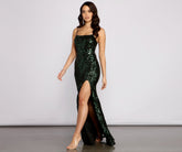 Arabella Formal Sequin Scroll Print Dress Oshnow