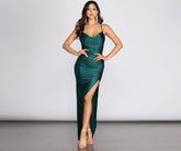 Arabella High Slit Cowl Neck Dress Oshnow