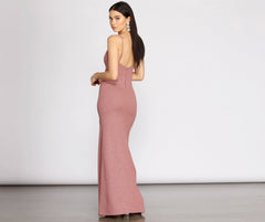 Aracely Glitter Crepe Mermaid Dress Oshnow