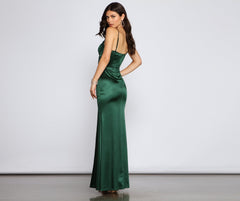 Aria High-Slit Satin Mermaid Dress Oshnow