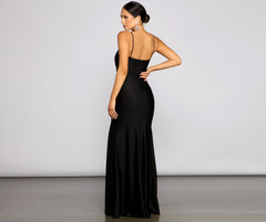 Aria Sleeveless Ruched High-Slit Dress Oshnow