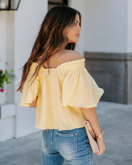 Ariana Cotton Square Neck Top - Lemon Oshnow