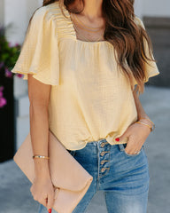 Ariana Cotton Square Neck Top - Lemon Oshnow