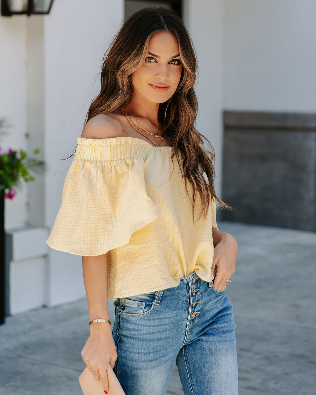 Ariana Cotton Square Neck Top - Lemon Oshnow