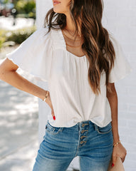 Ariana Cotton Square Neck Top - Off White Oshnow