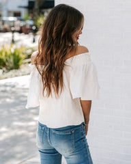 Ariana Cotton Square Neck Top - Off White Oshnow