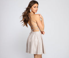 Ariana Glitter Knit Party Dress Oshnow