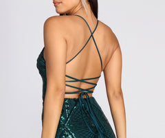 Arielle Geometric Sequin Midi Dress Oshnow