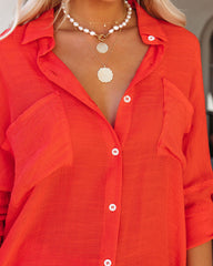 Asana Woven Button Down Top - Red Oshnow