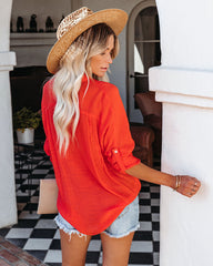 Asana Woven Button Down Top - Red Oshnow