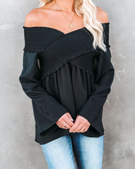 Ascension Smocked Off The Shoulder Top - Deep Sea Oshnow