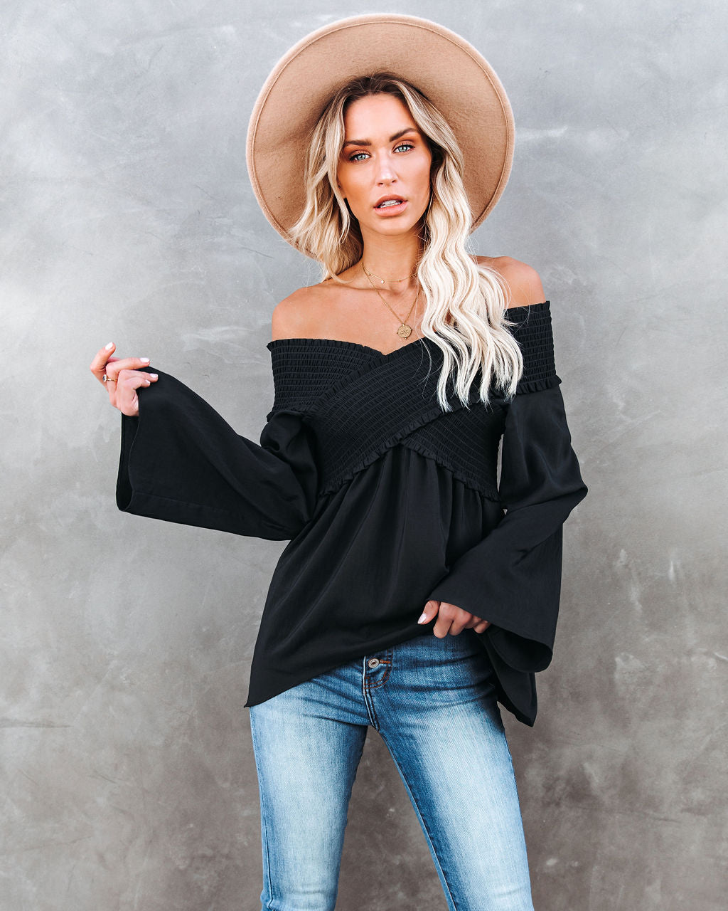 Ascension Smocked Off The Shoulder Top - Deep Sea Oshnow