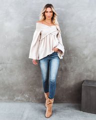 Ascension Smocked Off The Shoulder Top - Natural Oshnow