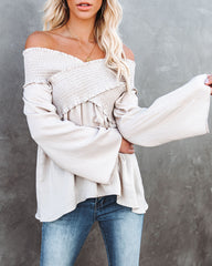 Ascension Smocked Off The Shoulder Top - Natural Oshnow