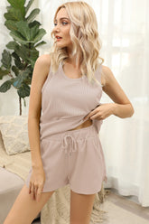 Ash Cotton Halter Tank - Beige Oshnow