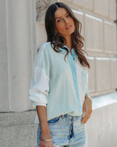 Ashford Colorblock Button Down Top - Blue Multi Oshnow