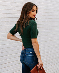 Ashtyn Cotton Blend Crop Turtleneck Top - Pine Oshnow