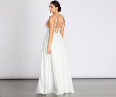 Asta Glitter Lace Up Back A-Line Dress Oshnow