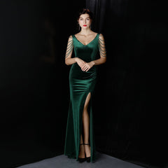 Avery Good Quality Velvet Formal Dress Oshnow