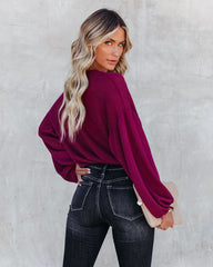 Awaken Autumn Knit Drape Top - Berry Oshnow
