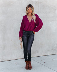 Awaken Autumn Knit Drape Top - Berry Oshnow