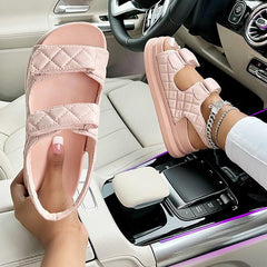 Diamond Pattern Velcro Sandals