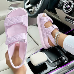 Diamond Pattern Velcro Sandals