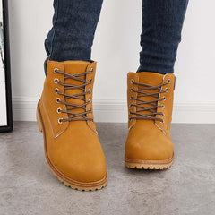 Classic Lace Up Ankle Work Boots Block Heel Hiking Booties