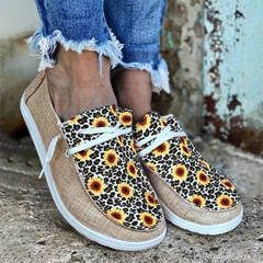 Flower Pattern Comfortable Lace-Up Flat Shoes