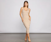 Back To Basics Ribbed Knit Midi Dress Oshnow