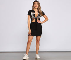 Baddie Chic Tie Front Mini Dress Oshnow