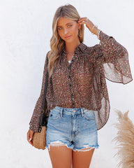 Balayage Printed Bell Sleeve Blouse Oshnow