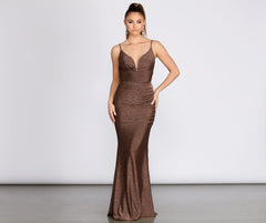 Bali Lurex Deep V Ruched Dress Oshnow