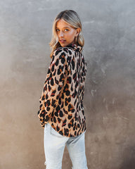 Ball Of Joy Button Down Leopard Blouse Oshnow