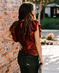 Baron Ribbed Velvet Top - Rust Oshnow