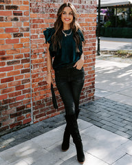 Baron Ribbed Velvet Top - Teal Oshnow