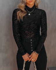 Barrett Velvet Mesh Mock Neck Top Oshnow