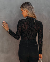 Barrett Velvet Mesh Mock Neck Top Oshnow