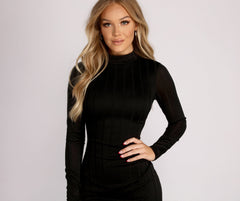Basic Side Slit Ribbed Knit Mini Dress Oshnow