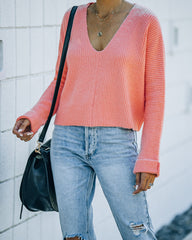 Basin Cropped Knit Sweater - Coral Oshnow