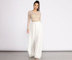 Baylee Scallop Glitter Lace Two Piece Chiffon Dress Oshnow